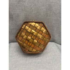 Brass and Wood Storage Hexagon Box